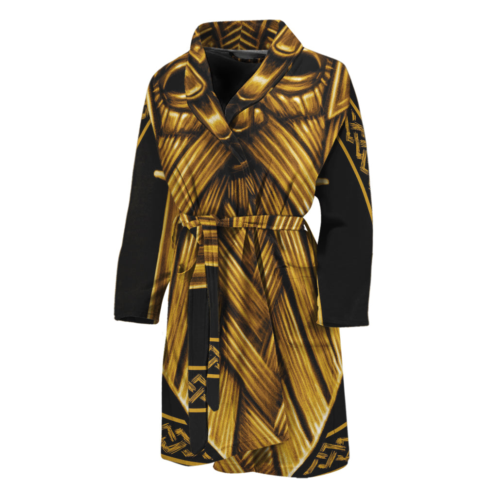 Gold Viking Norse God Odin Print Men's Bathrobe
