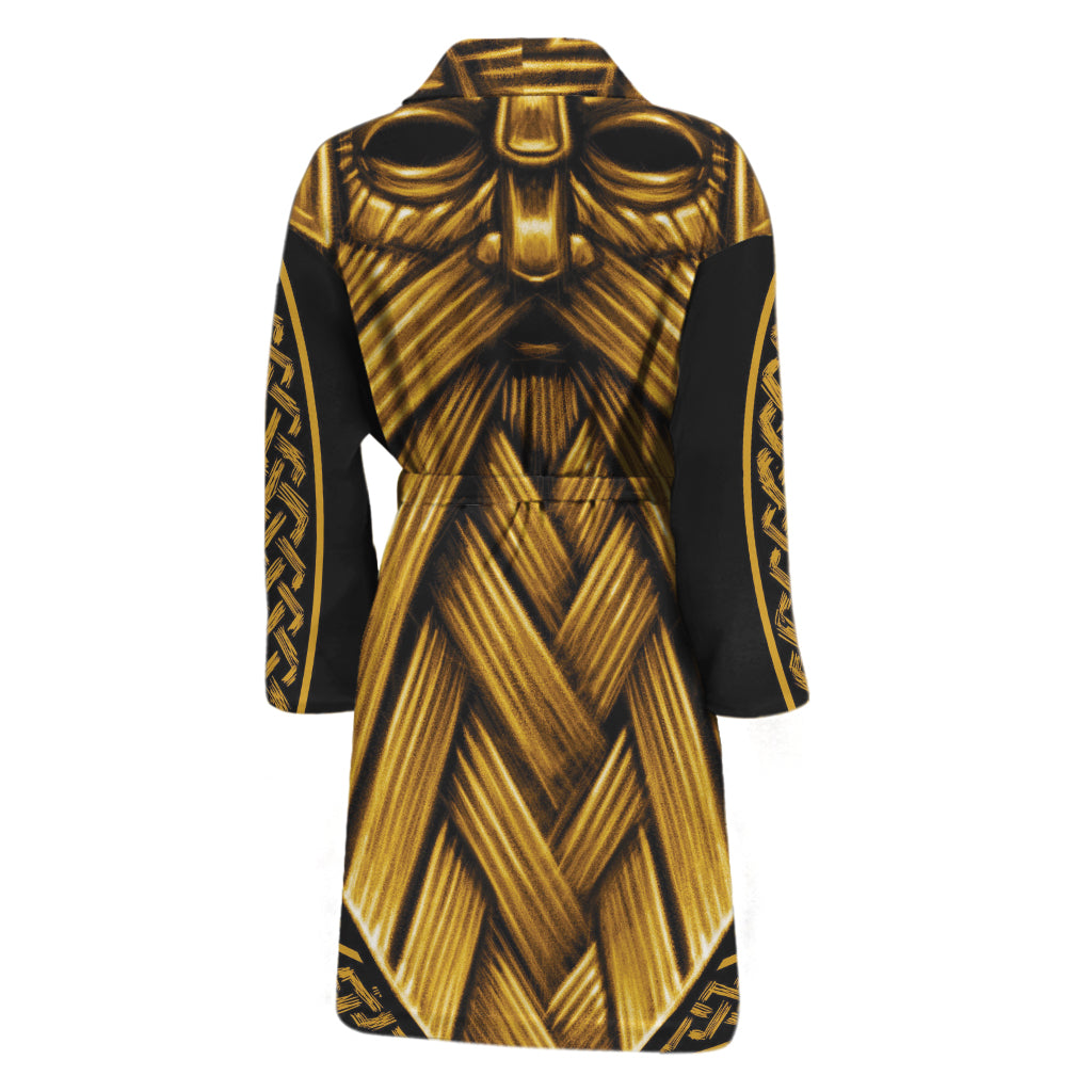 Gold Viking Norse God Odin Print Men's Bathrobe