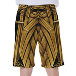 Gold Viking Norse God Odin Print Men's Beach Shorts