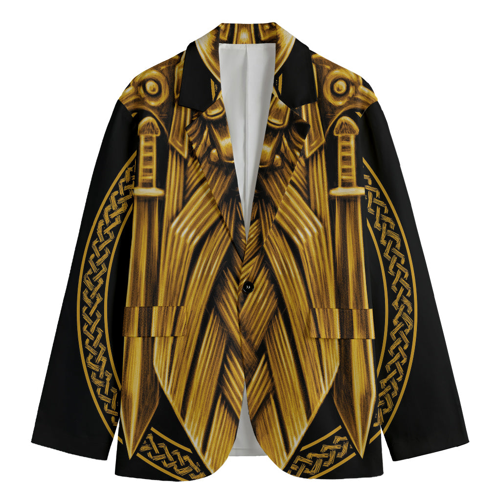 Gold Viking Norse God Odin Print Men's Blazer