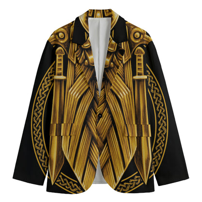 Gold Viking Norse God Odin Print Men's Blazer