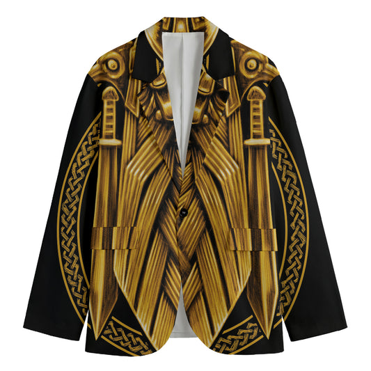 Gold Viking Norse God Odin Print Men's Blazer