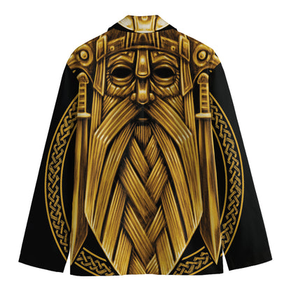 Gold Viking Norse God Odin Print Men's Blazer