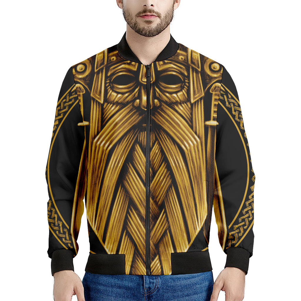 Gold Viking Norse God Odin Print Men's Bomber Jacket