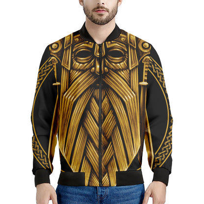Gold Viking Norse God Odin Print Men's Bomber Jacket