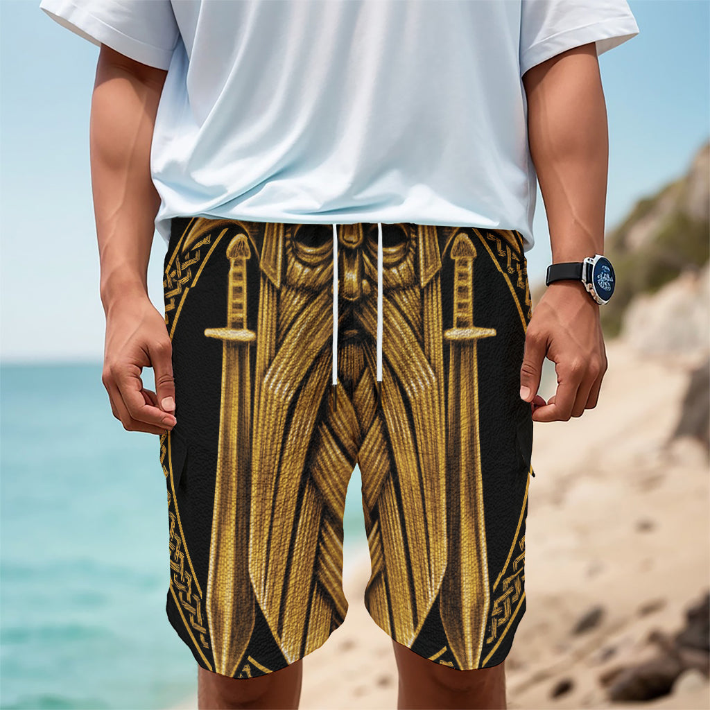 Gold Viking Norse God Odin Print Men's Cargo Shorts