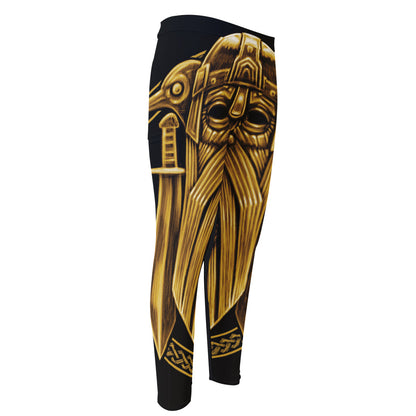 Gold Viking Norse God Odin Print Men's Compression Pants