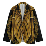 Gold Viking Norse God Odin Print Men's Cotton Blazer