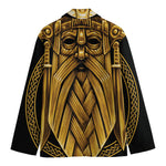 Gold Viking Norse God Odin Print Men's Cotton Blazer