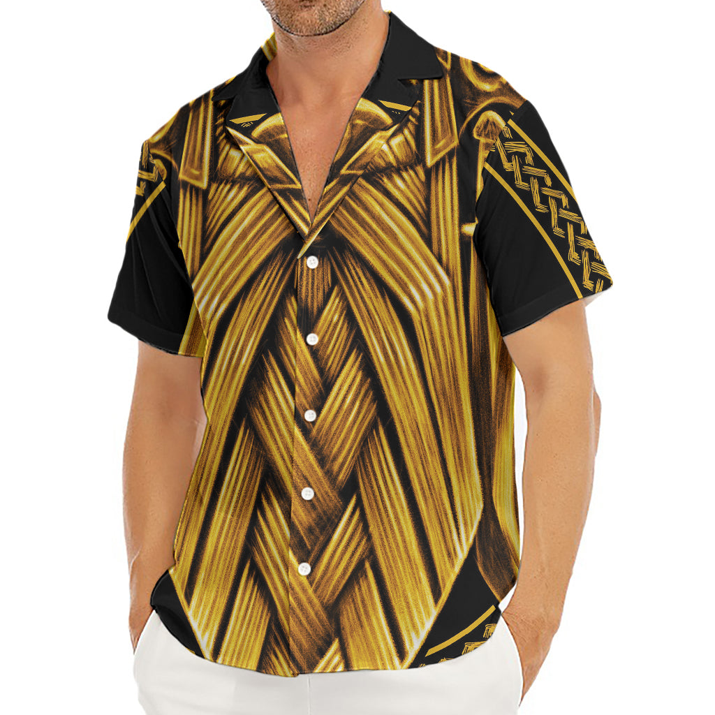 Gold Viking Norse God Odin Print Men's Deep V-Neck Shirt