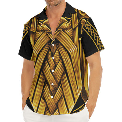 Gold Viking Norse God Odin Print Men's Deep V-Neck Shirt