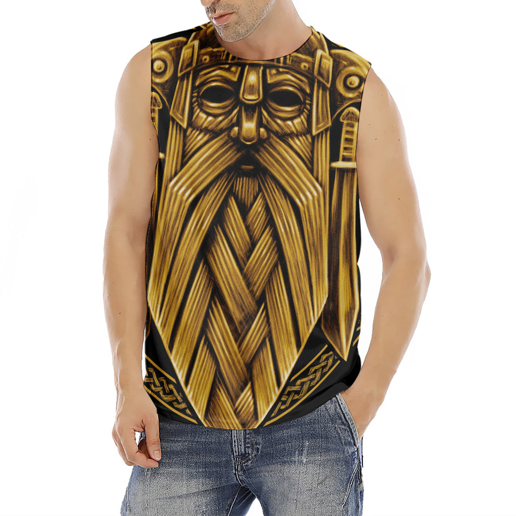 Gold Viking Norse God Odin Print Men's Fitness Tank Top