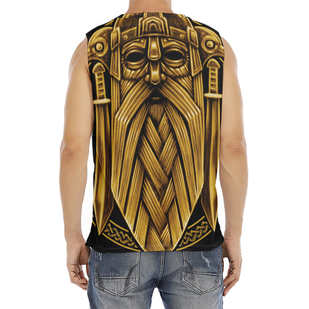 Gold Viking Norse God Odin Print Men's Fitness Tank Top