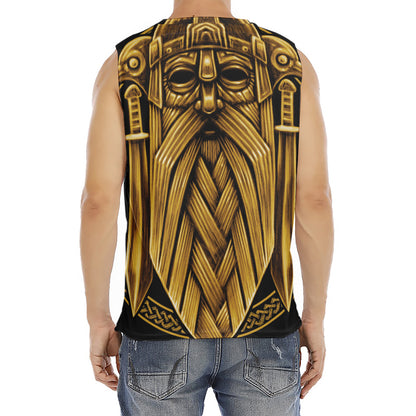 Gold Viking Norse God Odin Print Men's Fitness Tank Top