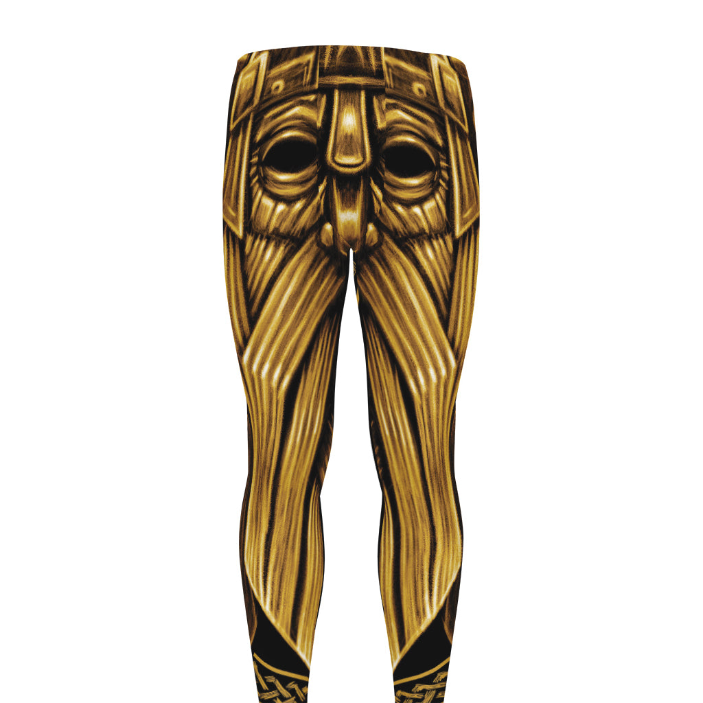 Gold Viking Norse God Odin Print Men's leggings