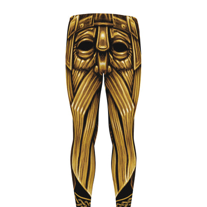 Gold Viking Norse God Odin Print Men's leggings