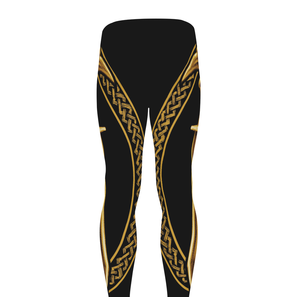 Gold Viking Norse God Odin Print Men's leggings