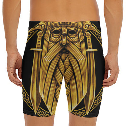Gold Viking Norse God Odin Print Men's Long Boxer Briefs