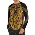 Gold Viking Norse God Odin Print Men's Long Sleeve Rash Guard