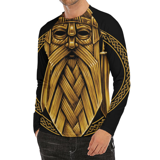 Gold Viking Norse God Odin Print Men's Long Sleeve Rash Guard