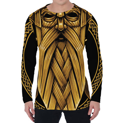 Gold Viking Norse God Odin Print Men's Long Sleeve T-Shirt