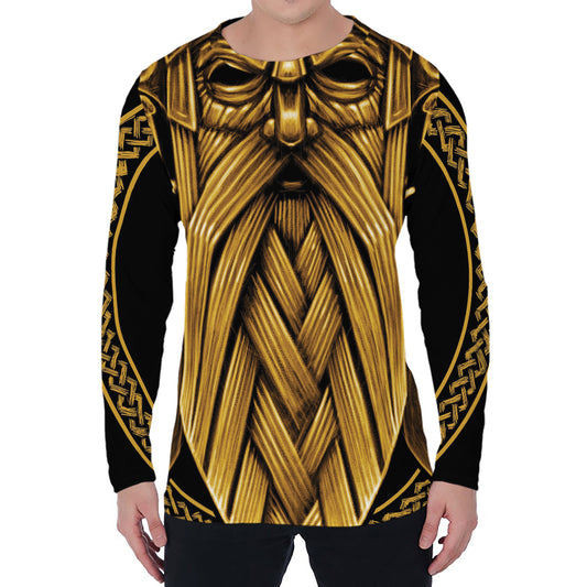 Gold Viking Norse God Odin Print Men's Long Sleeve T-Shirt