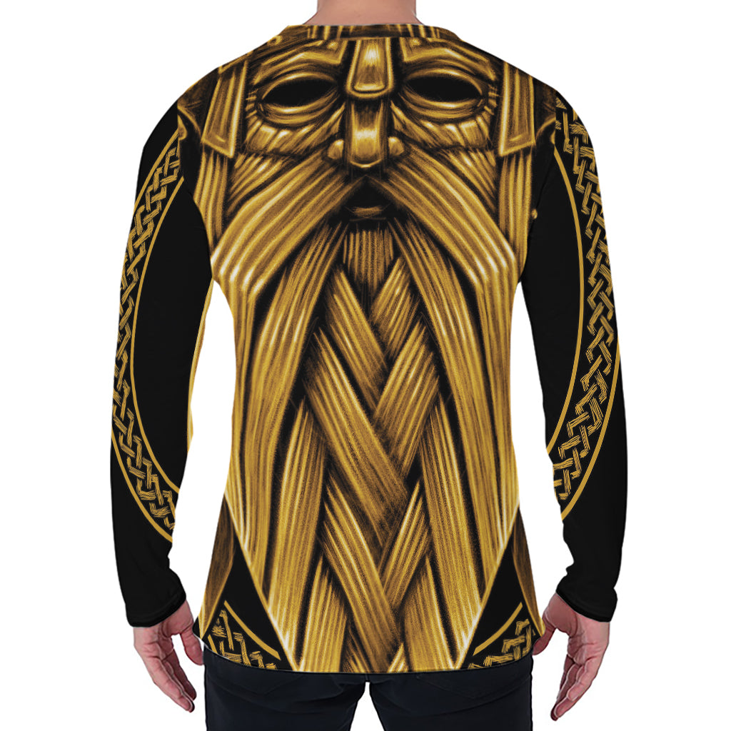 Gold Viking Norse God Odin Print Men's Long Sleeve T-Shirt