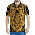 Gold Viking Norse God Odin Print Men's Polo Shirt