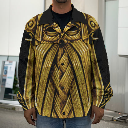 Gold Viking Norse God Odin Print Men's Shirt Jacket