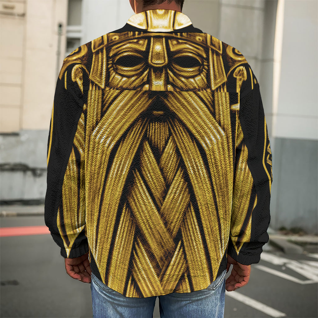 Gold Viking Norse God Odin Print Men's Shirt Jacket