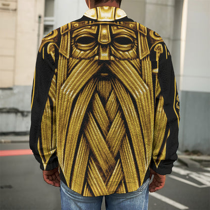 Gold Viking Norse God Odin Print Men's Shirt Jacket