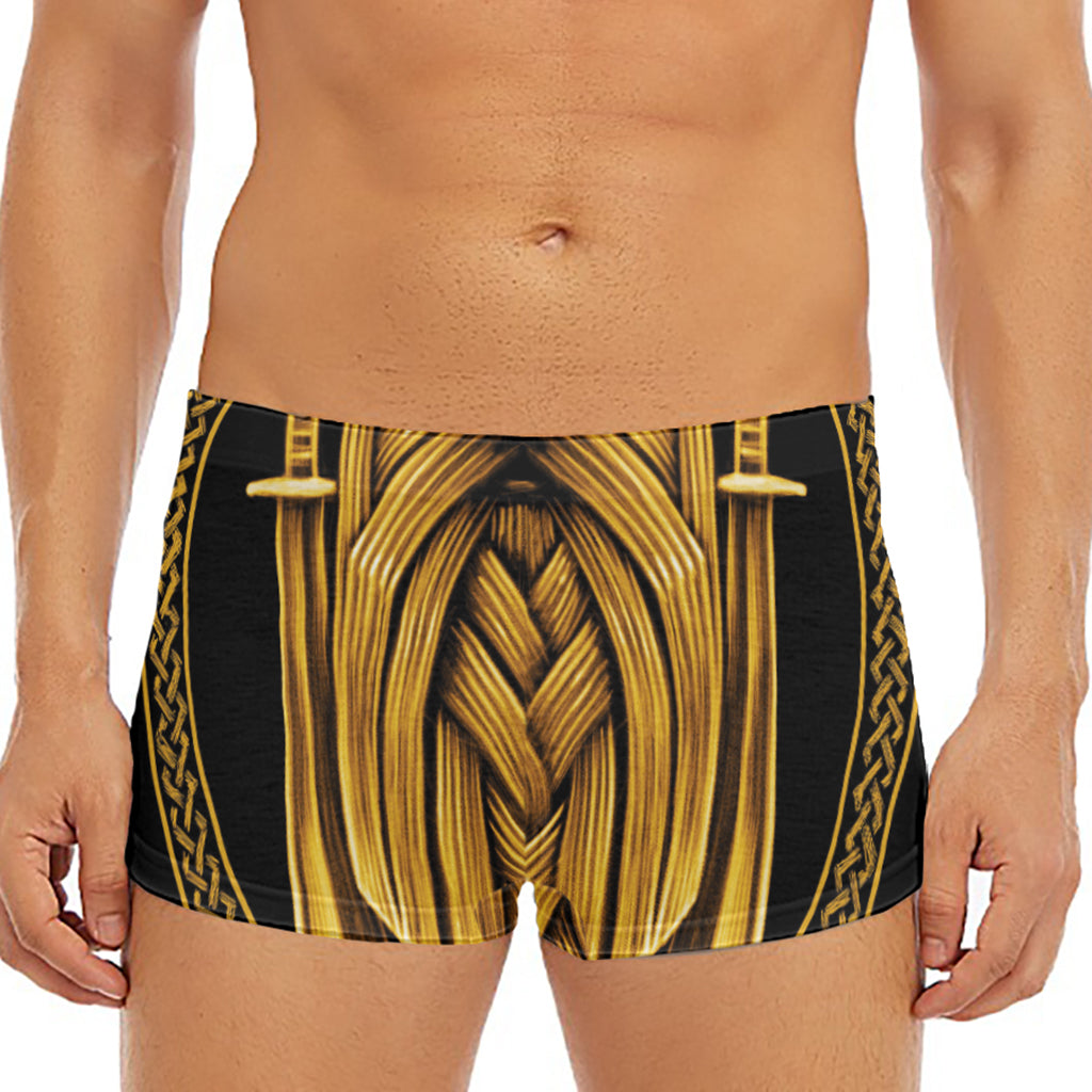 Gold Viking Norse God Odin Print Men's Short Boxer Briefs