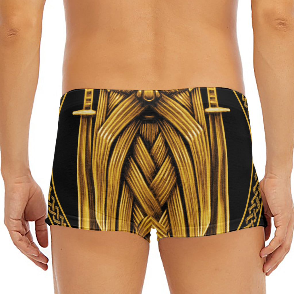 Gold Viking Norse God Odin Print Men's Short Boxer Briefs