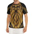 Gold Viking Norse God Odin Print Men's Short Sleeve Rash Guard