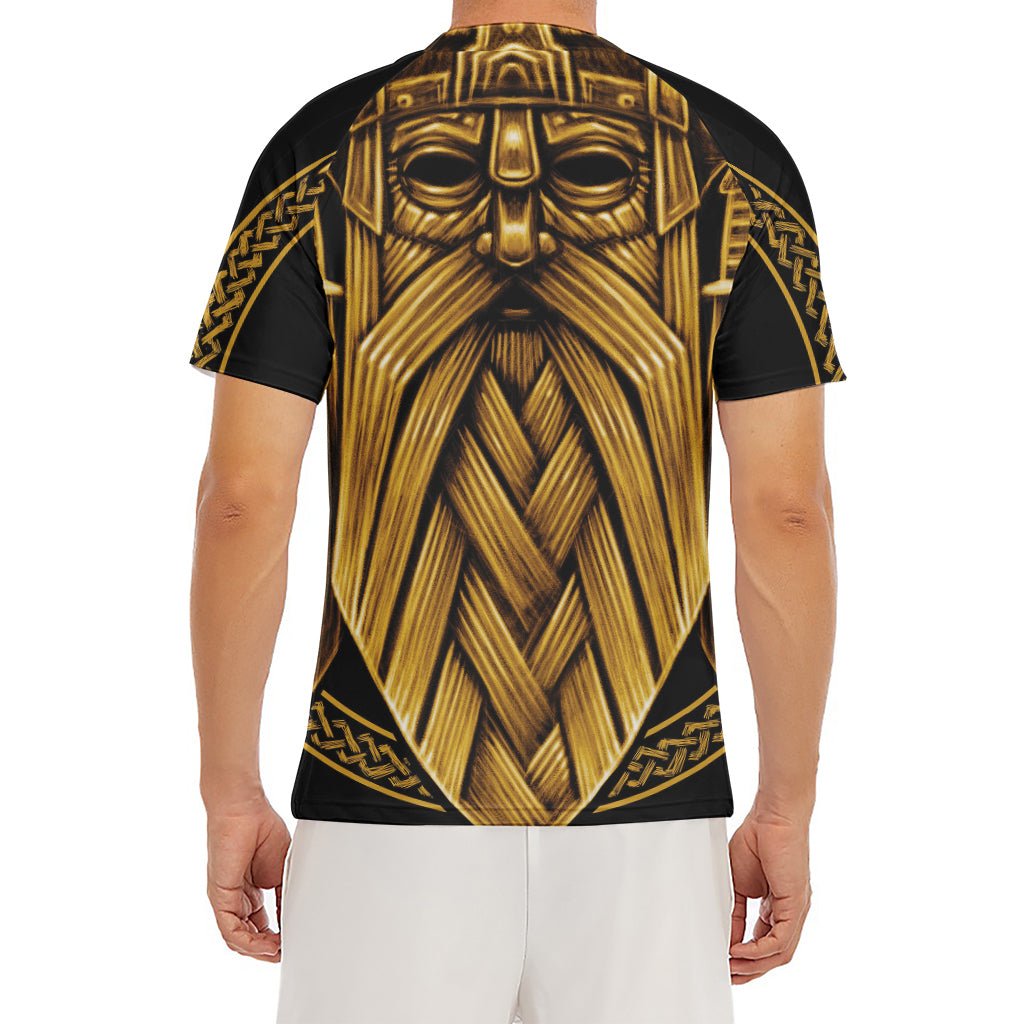 Gold Viking Norse God Odin Print Men's Short Sleeve Rash Guard