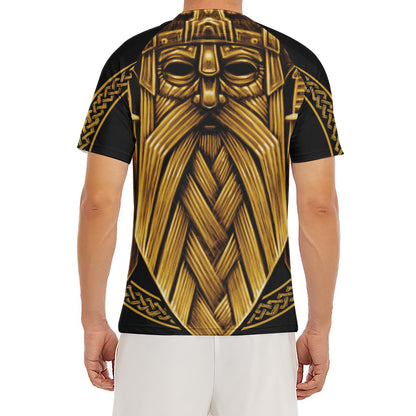 Gold Viking Norse God Odin Print Men's Short Sleeve Rash Guard
