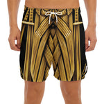 Gold Viking Norse God Odin Print Men's Split Running Shorts