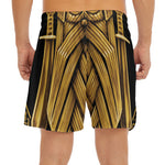 Gold Viking Norse God Odin Print Men's Split Running Shorts