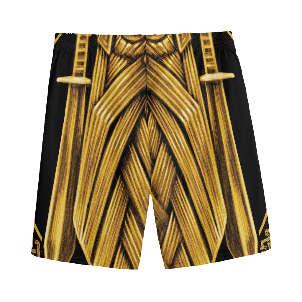 Gold Viking Norse God Odin Print Men's Sports Shorts