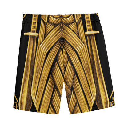 Gold Viking Norse God Odin Print Men's Sports Shorts