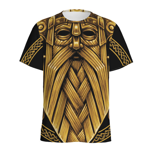 Gold Viking Norse God Odin Print Men's Sports T-Shirt