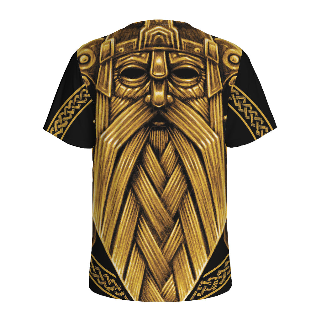 Gold Viking Norse God Odin Print Men's Sports T-Shirt