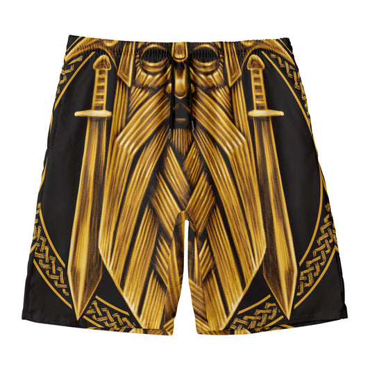 Gold Viking Norse God Odin Print Men's Swim Trunks