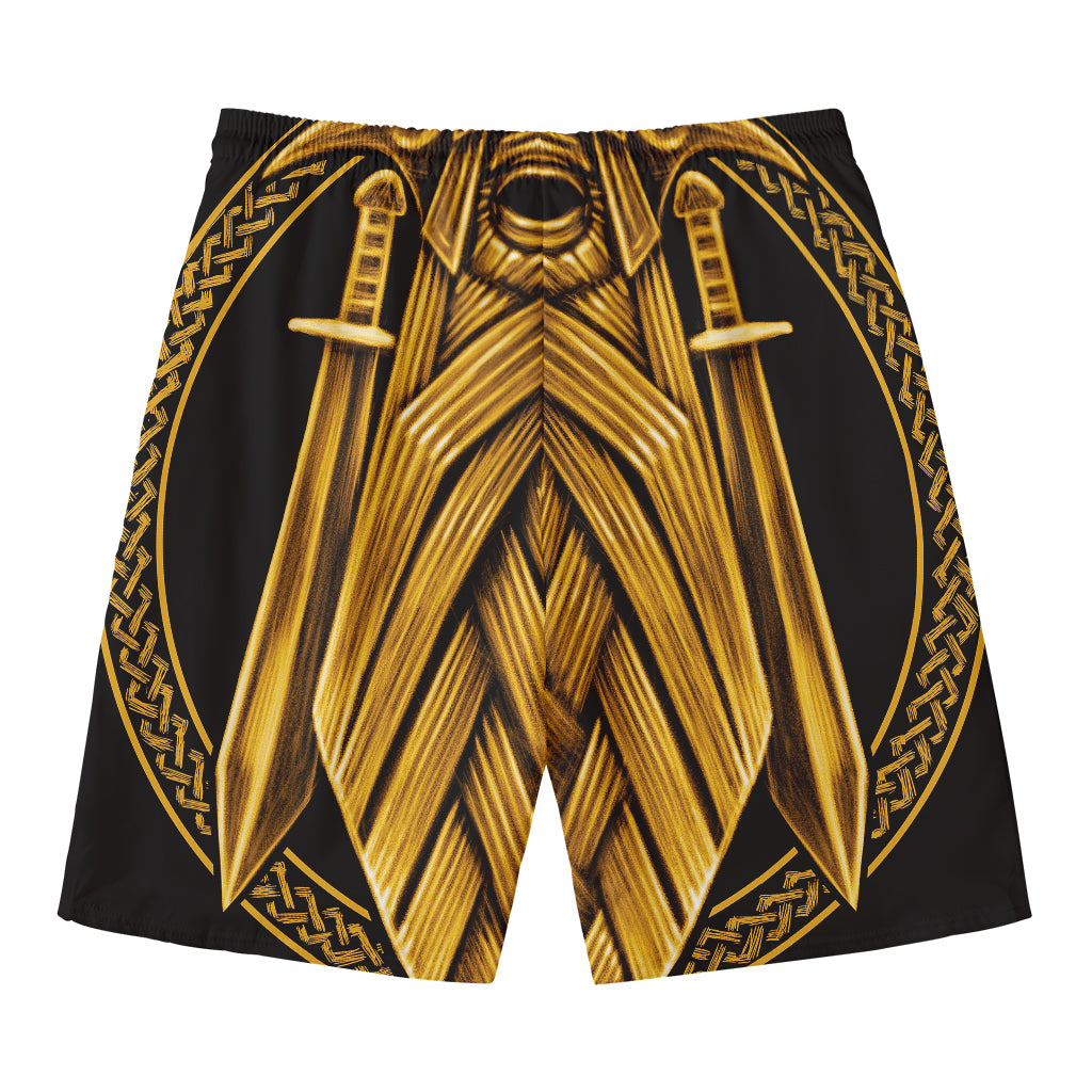 Gold Viking Norse God Odin Print Men's Swim Trunks