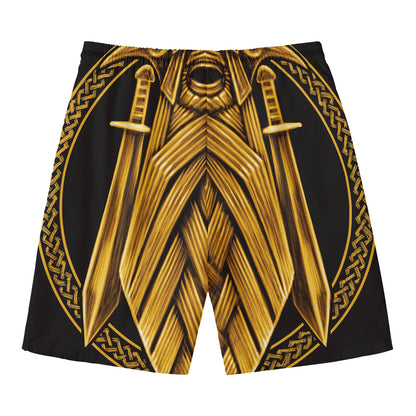 Gold Viking Norse God Odin Print Men's Swim Trunks