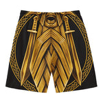Gold Viking Norse God Odin Print Men's Swim Trunks