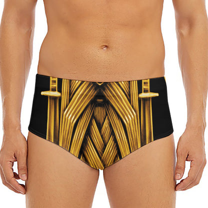 Gold Viking Norse God Odin Print Men's Triangle Swim Briefs