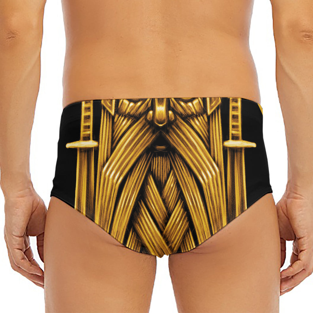 Gold Viking Norse God Odin Print Men's Triangle Swim Briefs