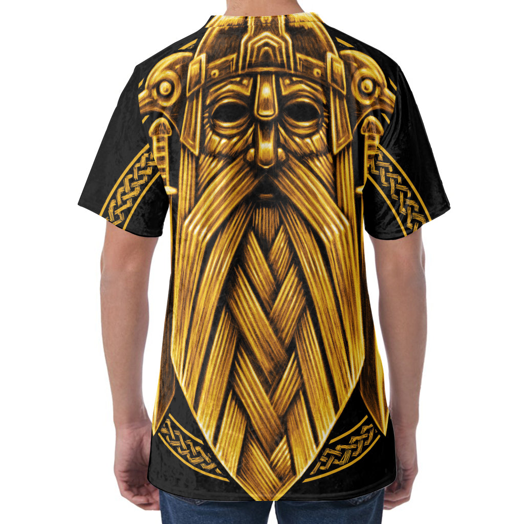 Gold Viking Norse God Odin Print Men's Velvet T-Shirt