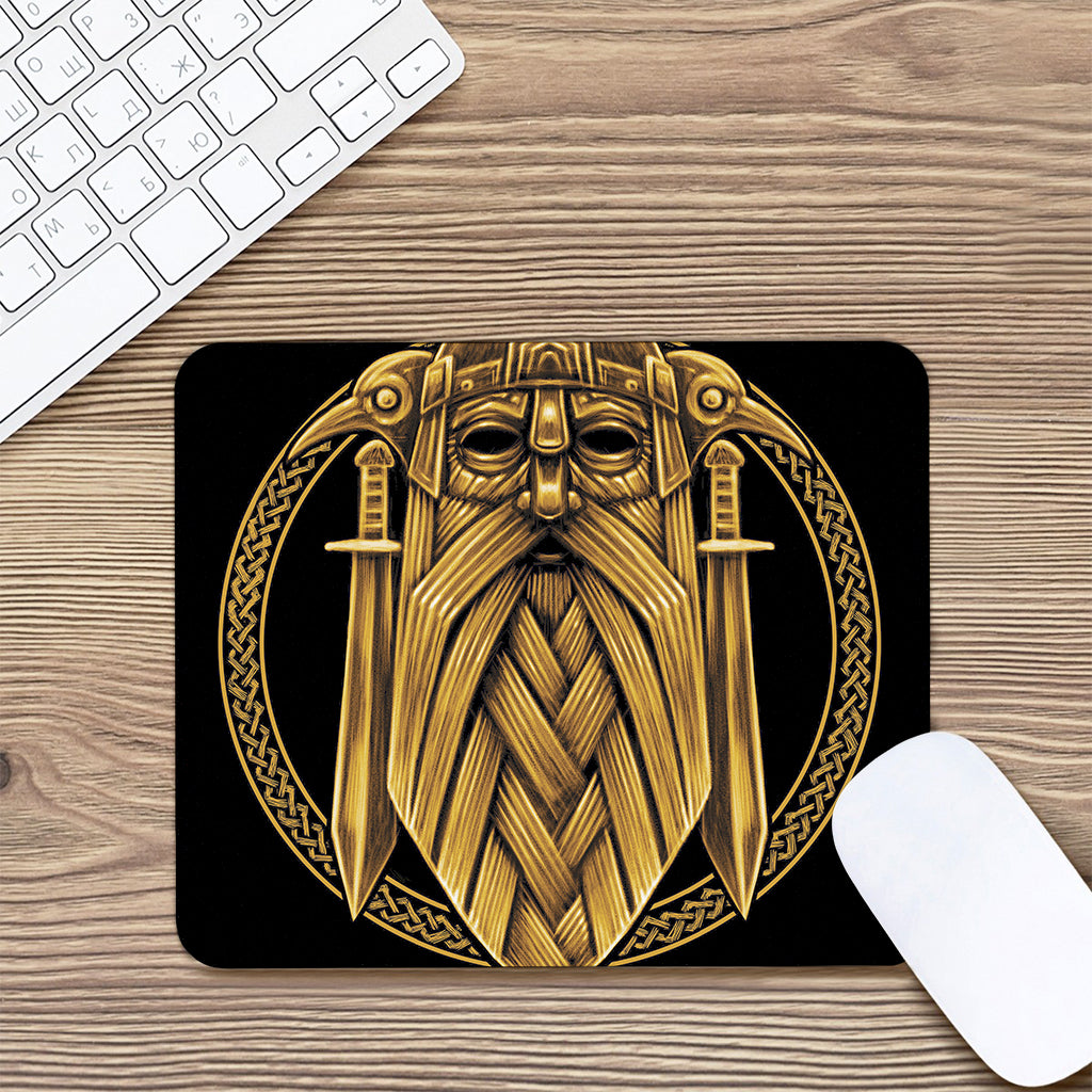 Gold Viking Norse God Odin Print Mouse Pad